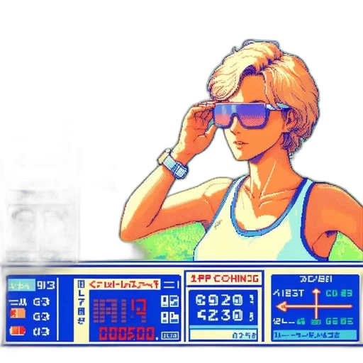 vaporwave, cyberpunk, pixel art, concept art transparent PNG cut-out