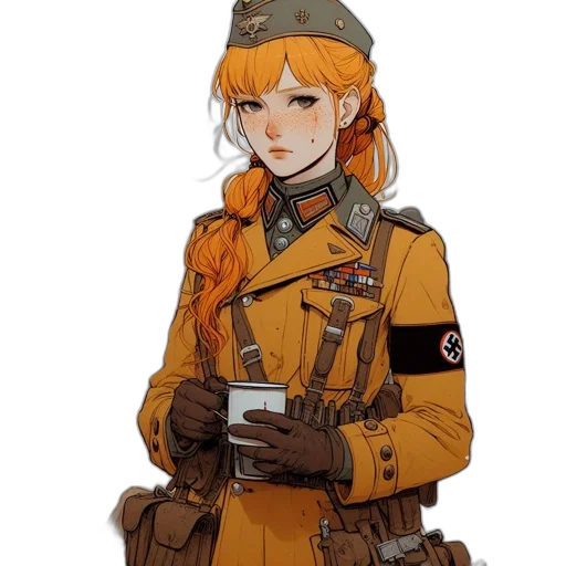 jacket, staff, weapon, hat transparent PNG cut-out