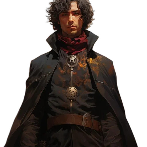 jacket, staff, concept art, fantasy art transparent PNG cut-out