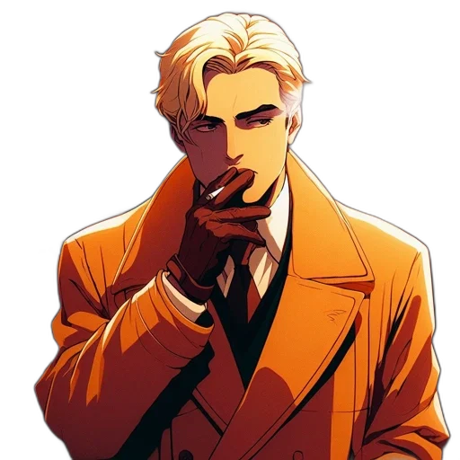 jacket, staff, face, comic book art transparent PNG cut-out