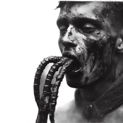 creature, face, monochrome, shot transparent PNG cut-out
