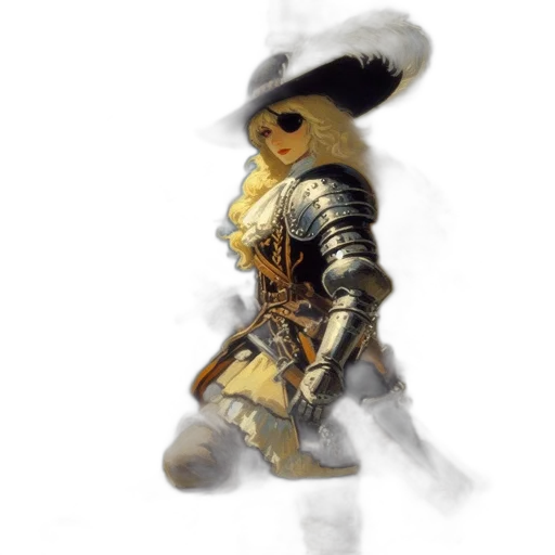 sword, weapon, jacket, hat transparent PNG cut-out