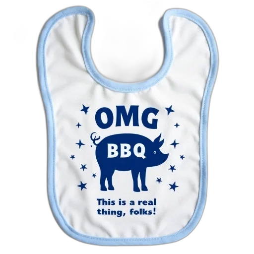 white, baby, bib, blue transparent PNG cut-out