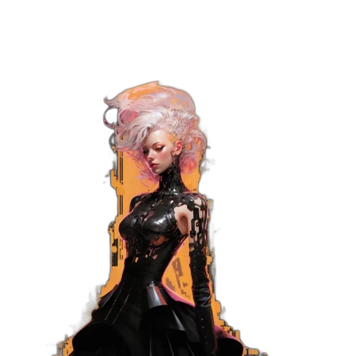 dress, jacket, staff, hair transparent PNG cut-out