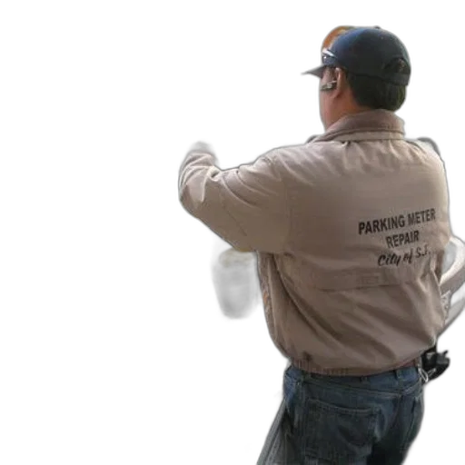 jacket, staff, weapon, parking transparent PNG cut-out