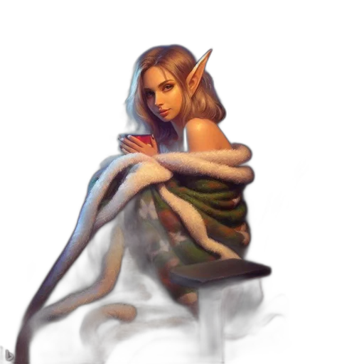 dress, creature, staff, fantasy art transparent PNG cut-out