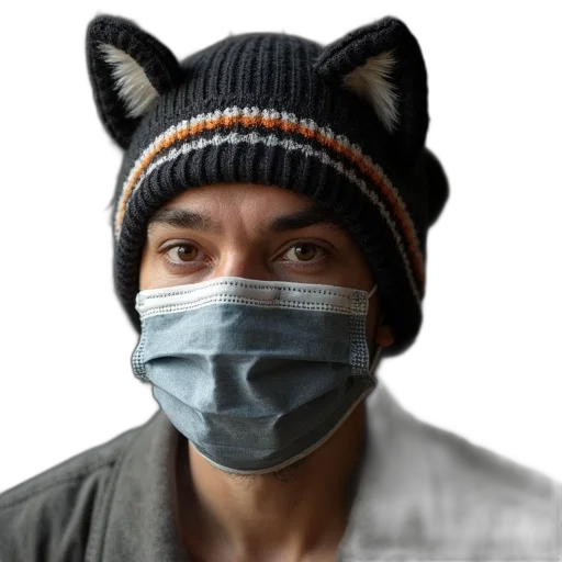mask, hat, animal, photorealistic transparent PNG cut-out