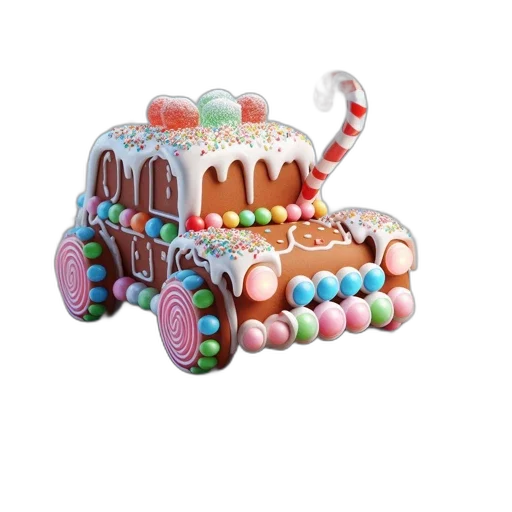 car, 3d render, snow, festive transparent PNG cut-out