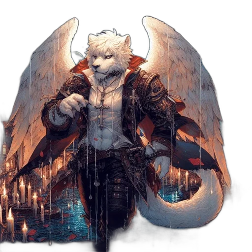 dragon, jacket, staff, sword transparent PNG cut-out