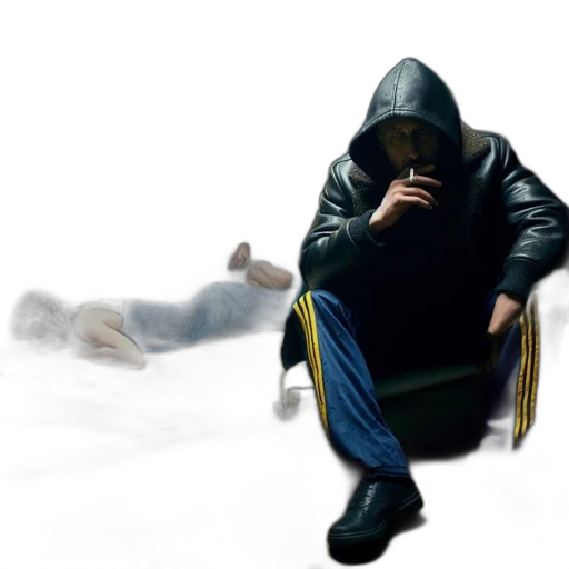 jacket, mask, shoes, weapon transparent PNG cut-out
