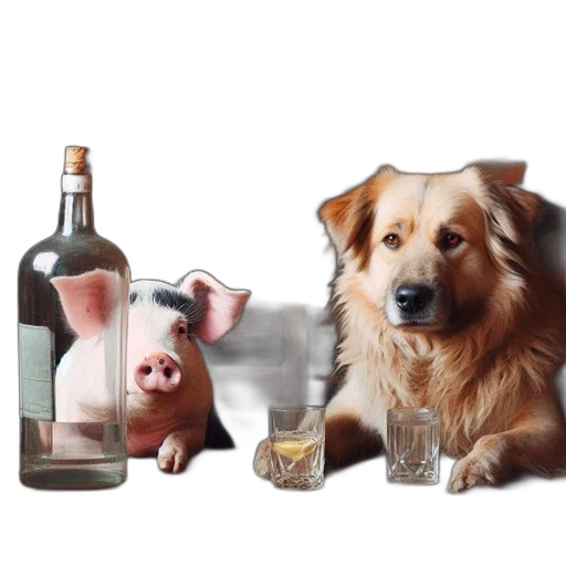 animal, bottle, food, photorealistic transparent PNG cut-out