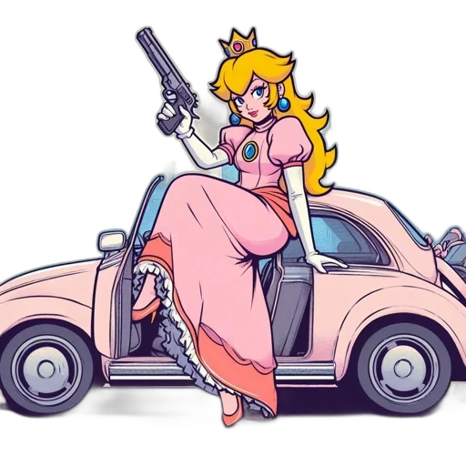 weapon, dress, car, pixel art transparent PNG cut-out
