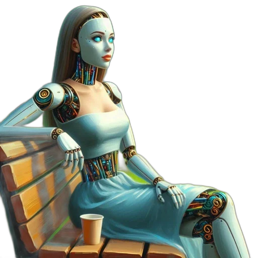robot, jewelry, dress, face transparent PNG cut-out