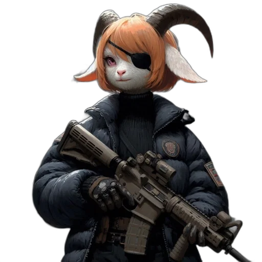 weapon, jacket, animal, staff transparent PNG cut-out