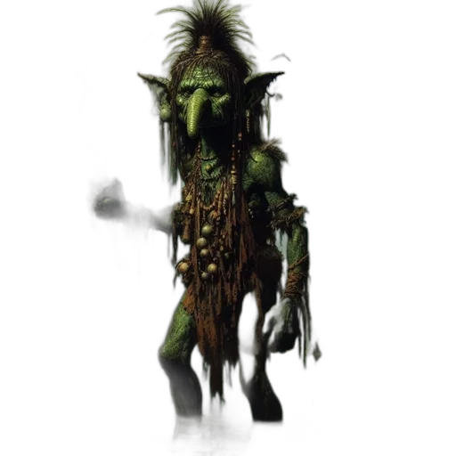 creature, staff, mask, hair transparent PNG cut-out