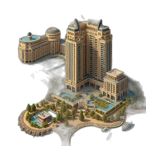 building, photorealistic, concept art, 3d render transparent PNG cut-out