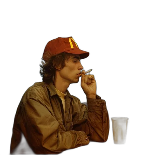 hat, jacket, face, food transparent PNG cut-out
