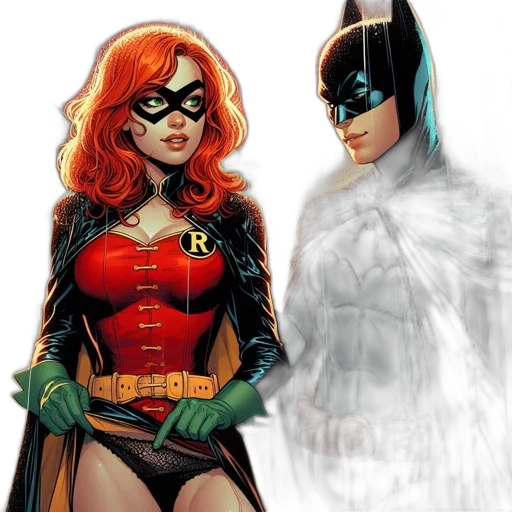 comic book art, concept art, batman, robin transparent PNG cut-out