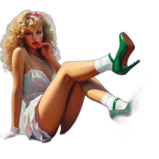 shoes, dress, photorealistic, oil painting transparent PNG cut-out