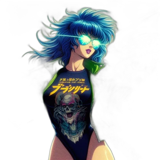 dress, cyberpunk, comic book art, fantasy art transparent PNG cut-out