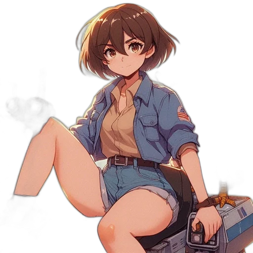 jacket, weapon, robot, staff transparent PNG cut-out