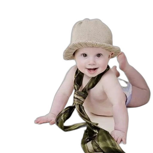 hat, photorealistic, baby, wearing transparent PNG cut-out