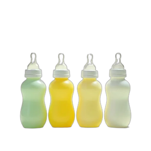 bottle, neon, set, four transparent PNG cut-out