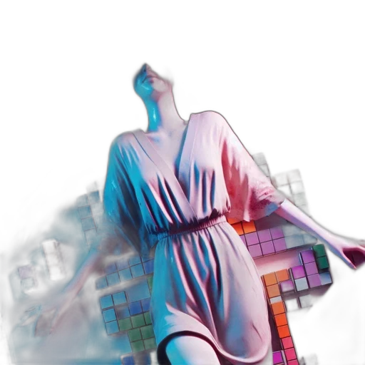 dress, 3d render, vaporwave, photorealistic transparent PNG cut-out