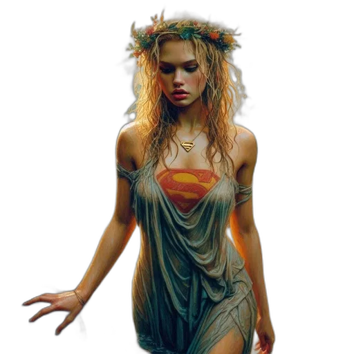 dress, fantasy art, oil painting, comic book art transparent PNG cut-out