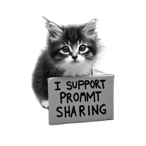 monochrome, photo, young, kitten transparent PNG cut-out