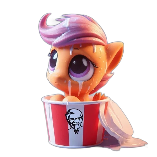 food, creature, 3d render, vaporwave transparent PNG cut-out