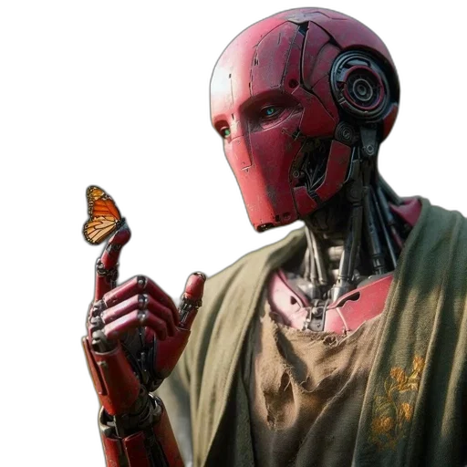 robot, mask, weapon, staff transparent PNG cut-out