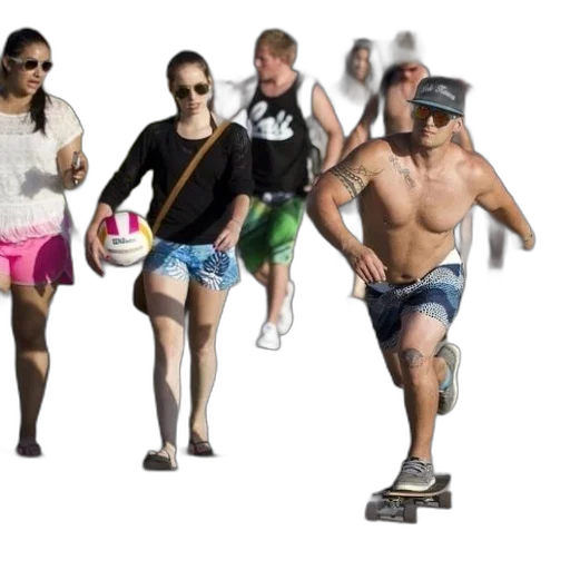 3d render, shirtless, man, skateboards transparent PNG cut-out