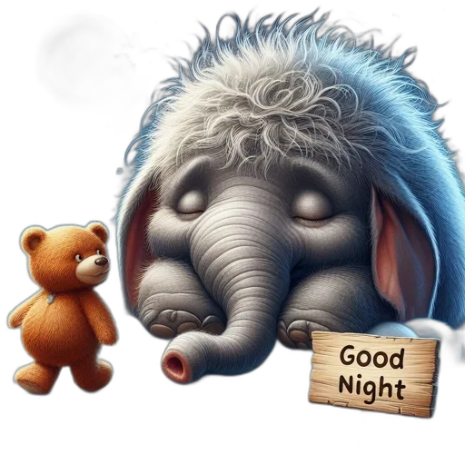 photorealistic, sleeping, elephant, cloud transparent PNG cut-out