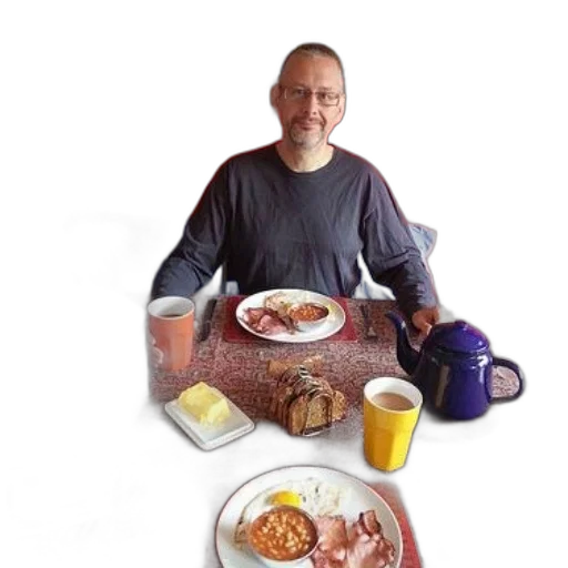 food, robot, photorealistic, man transparent PNG cut-out
