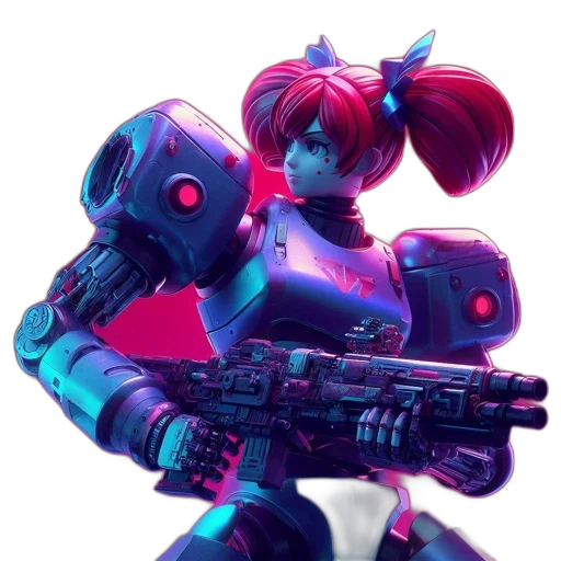 robot, weapon, concept art, cyberpunk transparent PNG cut-out