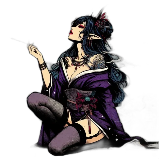 dress, concept art, cyberpunk, fantasy art transparent PNG cut-out