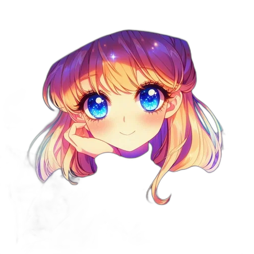 face, anime, watercolor, pixel art transparent PNG cut-out