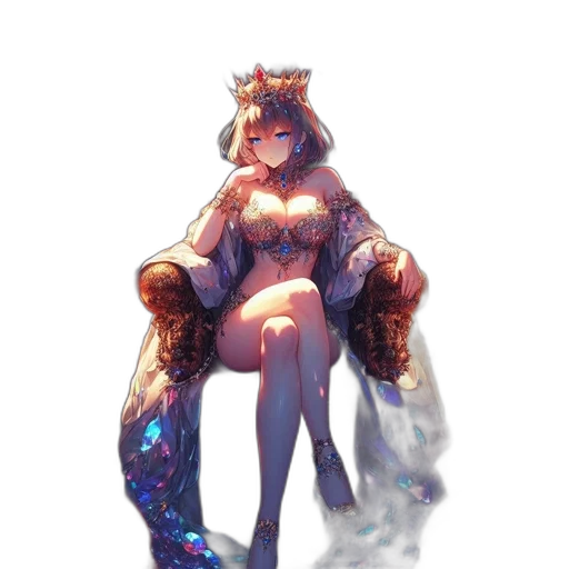 dress, crown, staff, creature transparent PNG cut-out