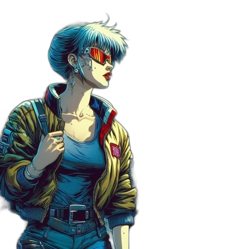 jacket, cyberpunk, comic book art, concept art transparent PNG cut-out