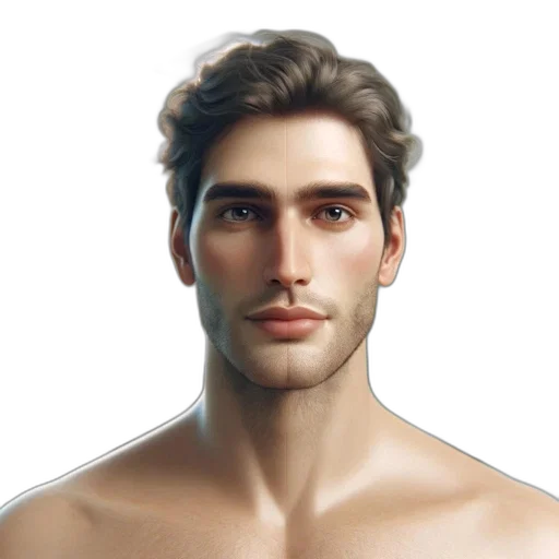 face, hair, crown, photorealistic transparent PNG cut-out