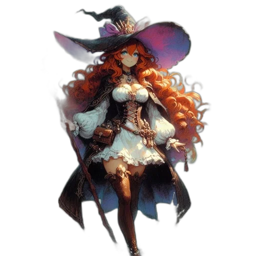 hat, dress, staff, crown transparent PNG cut-out