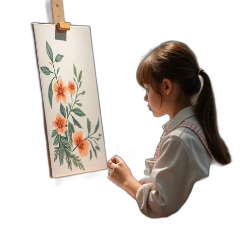 flower, dress, oil painting, photorealistic transparent PNG cut-out