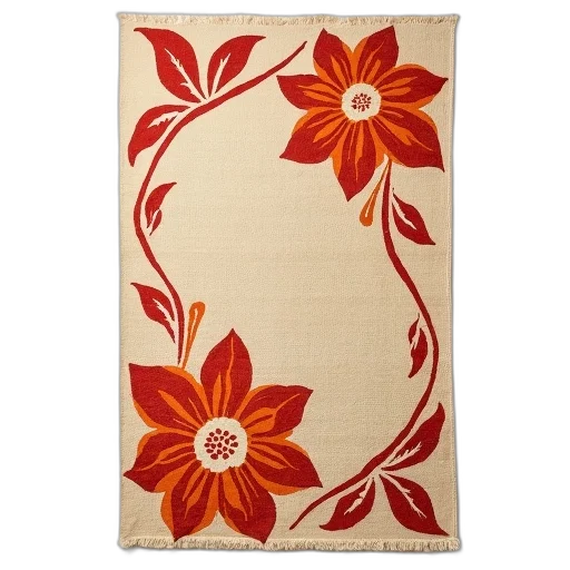 flower, red, beige, rug transparent PNG cut-out