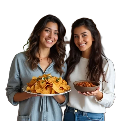 food, jacket, two, women transparent PNG cut-out