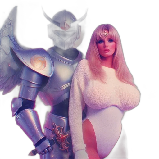 robot, fantasy art, concept art, vaporwave transparent PNG cut-out