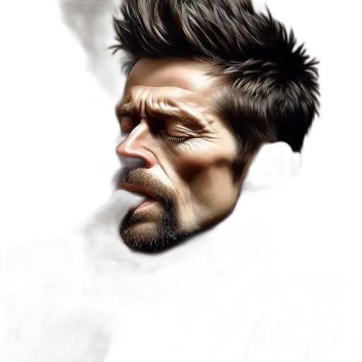 face, mask, hair, photorealistic transparent PNG cut-out