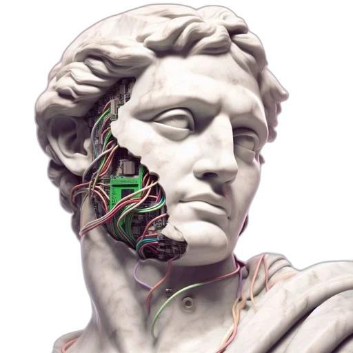 robot, face, vaporwave, cyberpunk transparent PNG cut-out
