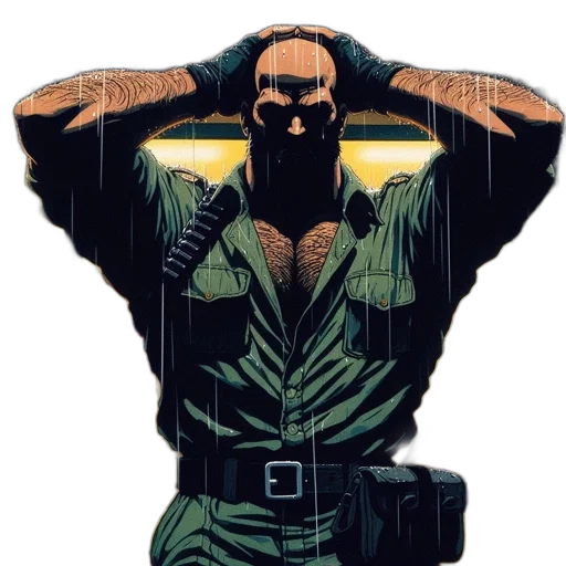 jacket, comic book art, concept art, earth tones transparent PNG cut-out