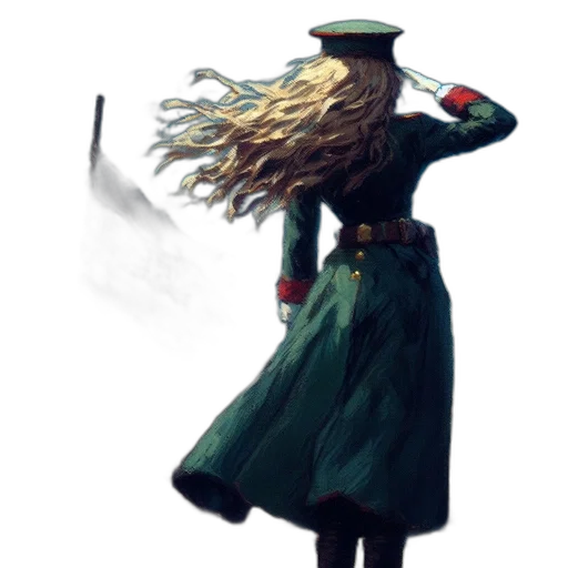 staff, hair, hat, jacket transparent PNG cut-out